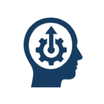 Skill development icon with gear and progress arrow