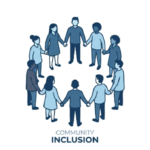 Community integration icon showing diverse people connected